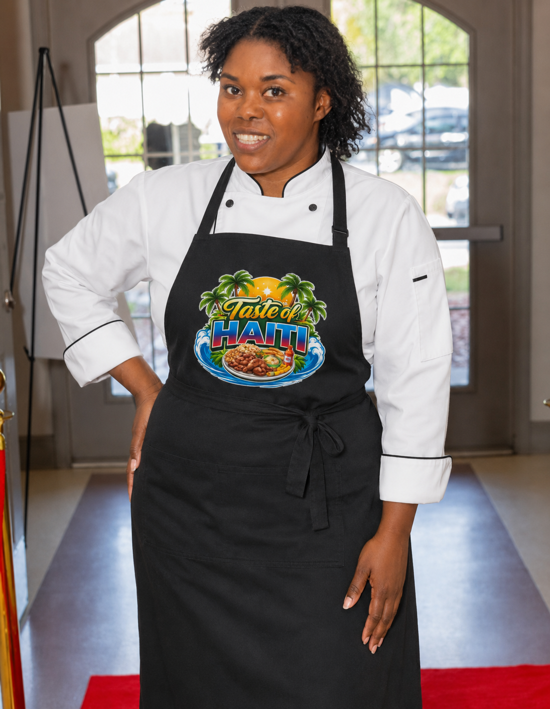 Chef wearing Taste of Haiti apron